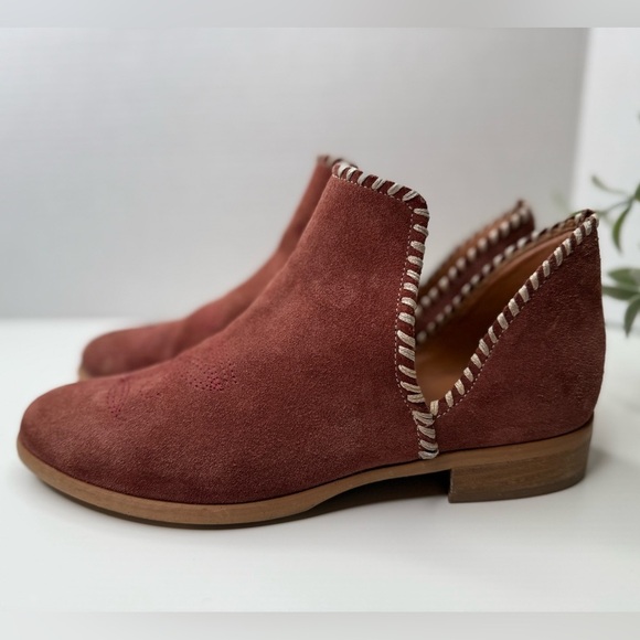 Sundance Lola Whipstitched Boots in Rust Suede EU 39/US 8.5 Cut Out Embroidered - Picture 2 of 16